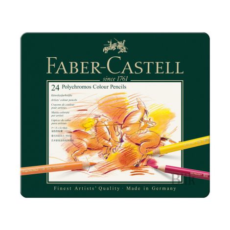 Kredki ołówkowe Faber-Castell Polychromos, 24 kolorów, opakowanie metalowe - 2